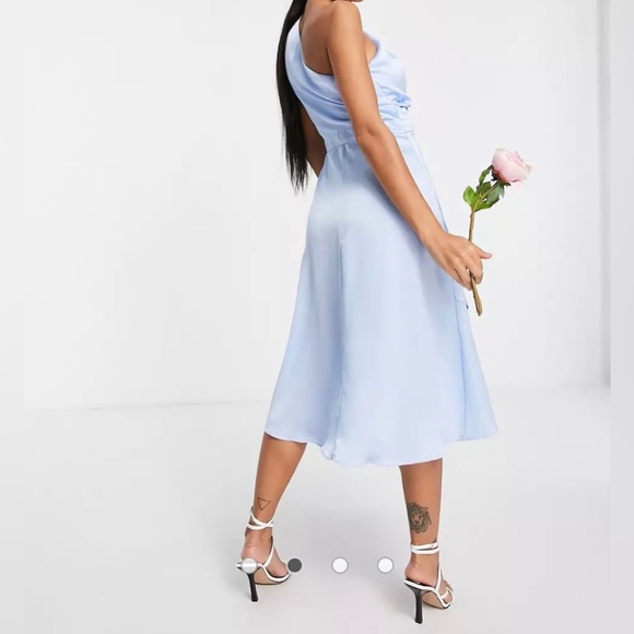 TFNC one shoulder midi dress in light blue - Picture 2 of 7